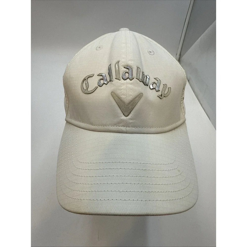 CAP HAT Callaway Perfomance Pro White Adjustable Golf‎ EMBOSSED SILVER WHITE